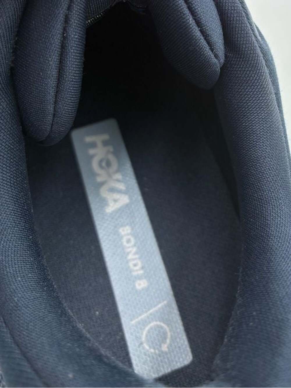 Hoka Women's 'Bondi 8' Navy Running Shoes with Light Blue Logo - Picture 4 of 5